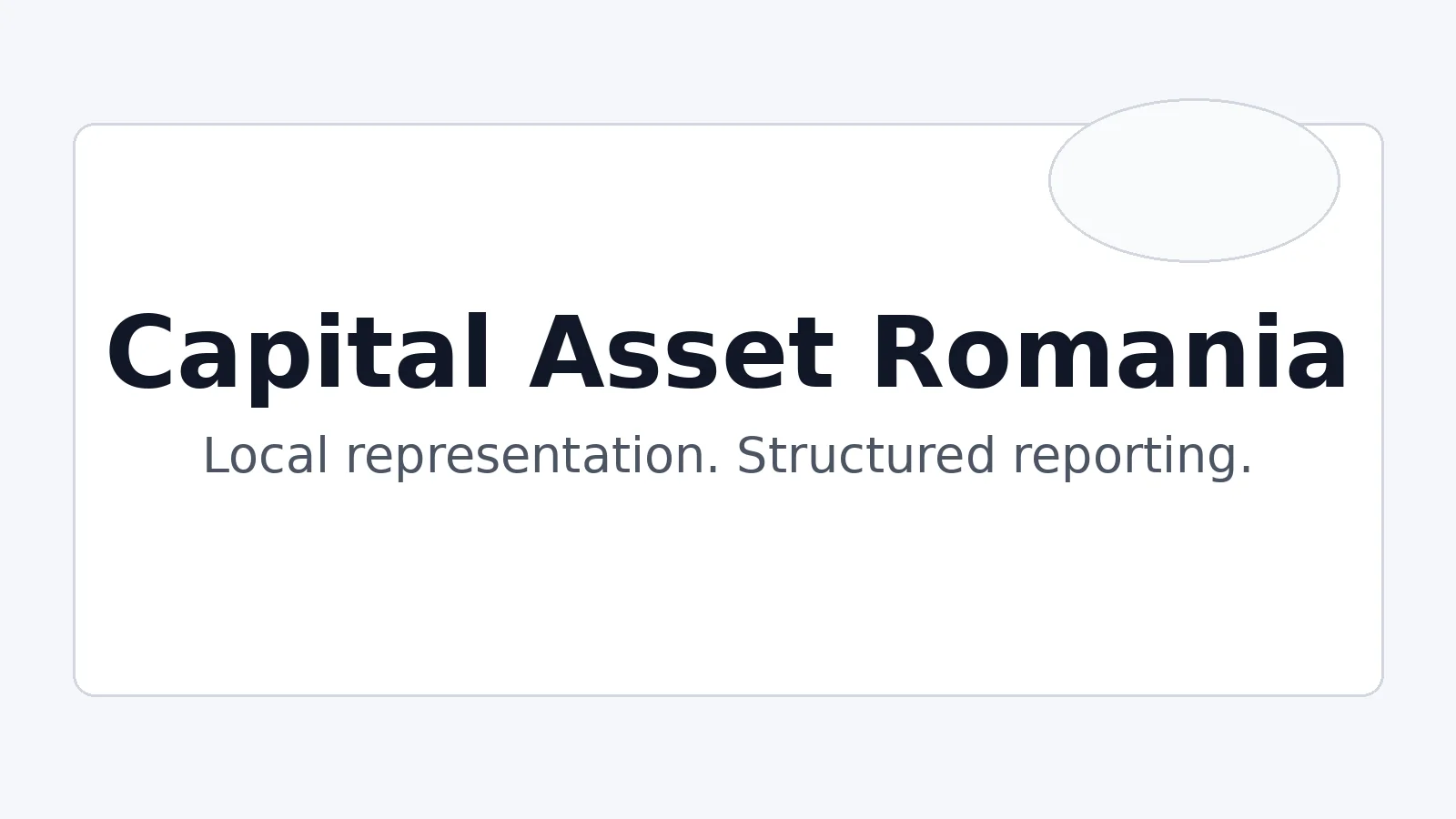 Capital Asset Romania - reprezentare strategica si raportare